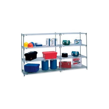 Metro, Chrome, 4 Tier, Wire Shelving Add-On Unit, 72W X 24D X 74H